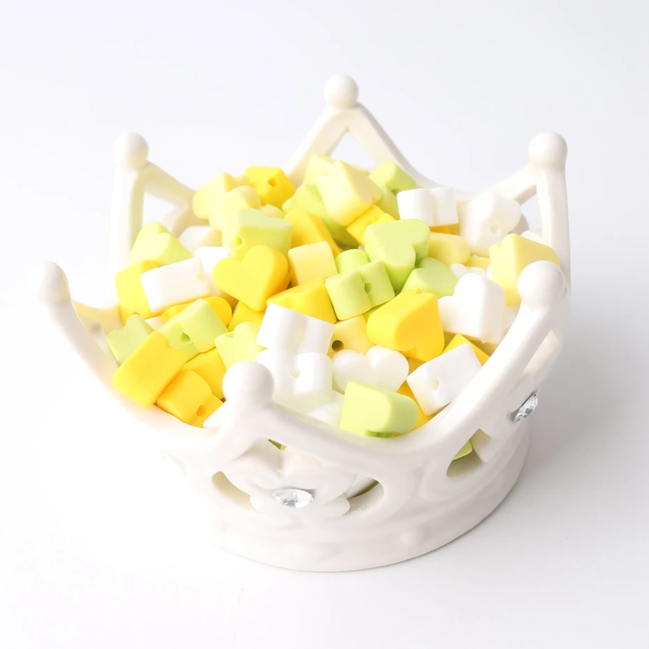 

Bite Bites 30pc Silicone Heart Beads Classic Sensory Toy New Born Toy Baby Shower Gift Safe and Natural Chewabl Baby Teether