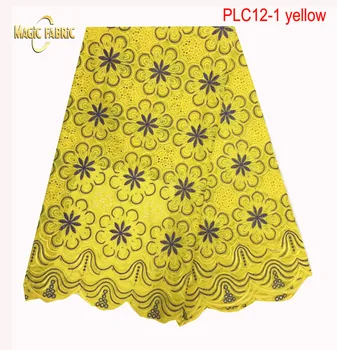 

Newest design African Swiss voile lace high quality African Fabric 5 Yards 100% Cotton Swiss Voile Lace PLC12