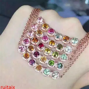 

KJJEAXCMY boutique jewels 925 sterling silver with natural tourmaline collarbone necklace chain plated rose gold