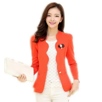 

2019 Fashion Spring Plus Size 5XL Women Short Blazers Slim Female Single Breasted Fluted Collar Coat Outerwear Blazers CQ869