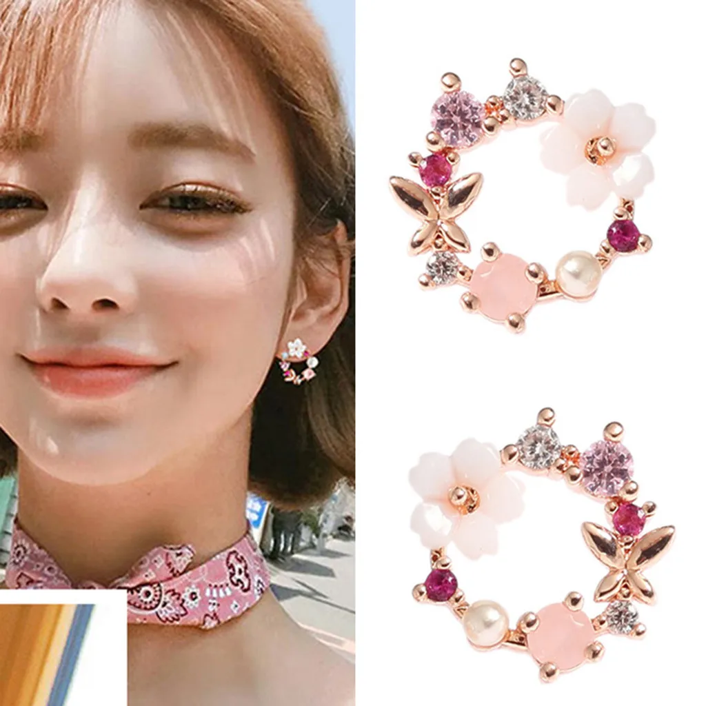 

Zerotime #H5 2019 FASHION Sweet Metal Flower Pearl Butterfly Earrings Women's Jewelry Brincos Ohrringe colorful Free Shipping