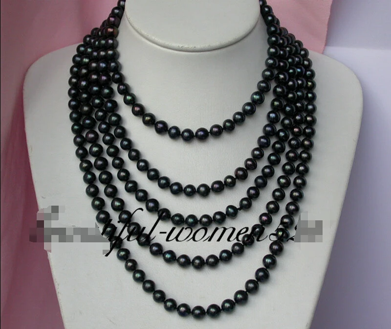 

FREE SHIPPING *******z1850 100" 10mm round Tahitian black fw pearl necklace