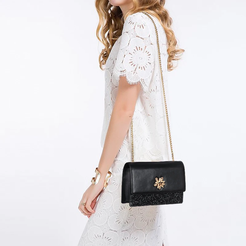 

Laorentou Women Shoulder Bag Split Leather Purse Ladies Crossbody Bag Fashion Chains Bag Messenger Bags Valentine's Day Present