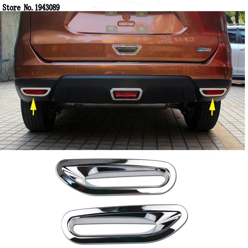 

For Nissan Rogue X-Trail Xtrail 2014 2015 2016 Chrome Rear Tail Bumper Reflector Fog Light Lamp Cover Trim Car Styling Accessory
