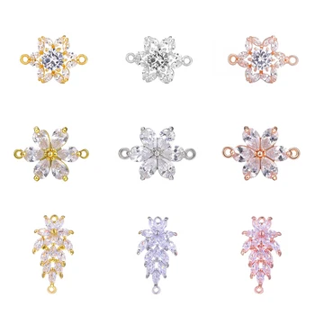 

Juya DIY Jewelry Decorative Findings Cubic Zirconia Charms Star Flower Leaf Connector For Needlework Jewelry Making Accessories