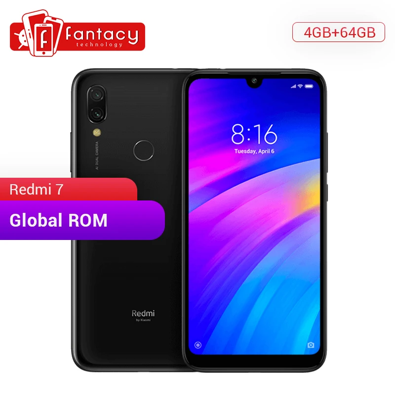 

Global Rom Xiaomi Redmi 7 4GB RAM 64GB ROM Snapdragon 632 Octa Core 12MP Dual AI Camera Mobile Phone 4000mAh Large Battery