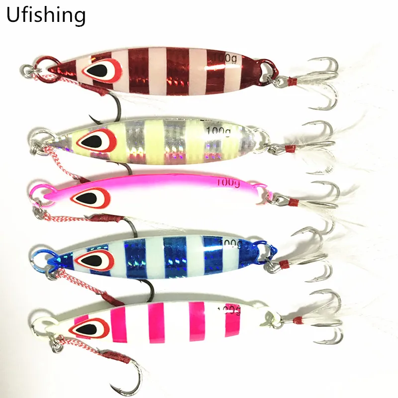 

Ufishing Luminous Jigging Lure Fishing Bait 100g Sea Fishing Bait Pesca Long Shot Peche Leurre 1 Pcs/Lot