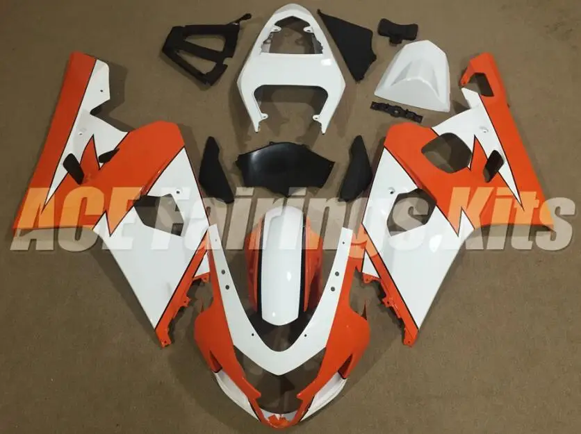 

3Gifts New ABS motor Fairings Kit Fit For Suzuki GSXR600 GSXR750 GSX-R600 R750 04 05 K4 2004 2005 white orange