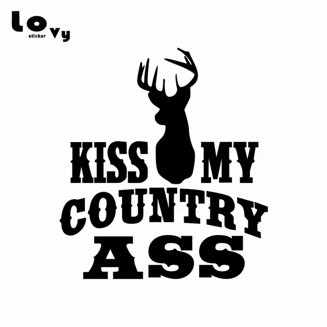 Kiss My Country Ass Vinyl Car Sticker Funny Text Car Truck Window Decal