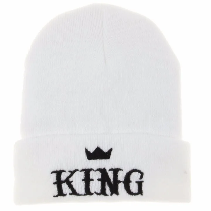 Лидер продаж, новая модная мужская шапка, шапки с вышивкой KING Beanies, шапки для взрослых, зимние теплые черные, белые, красные, Gorro акриловые вязаные головные уборы для мальчиков