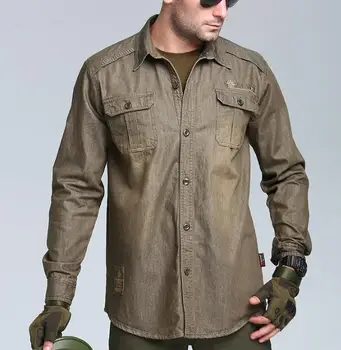 

Autumn Military Men Shirts Fashion Men's Shirt Long Sleeves Cotton Plus Size XXXL Mens Male Leisure Coat Tops Dress Shirts