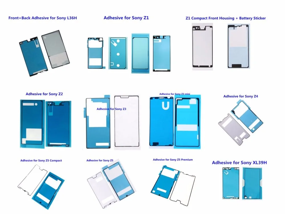 

Full Set Sticker for Sony Xperia Z Z1 Z2 Z3 Z3+ Z4 Z5 Premium Z1 Z3 Compact Front Lcd Sticker +Back Battery Cover Adhesive Glue