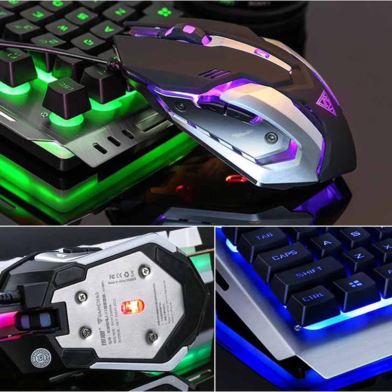 

1 Set Backlit Mechanical Keyboard Wired USB Illuminated Ergonomic PC Gaming +Mouse New Keyboard Mouse Combos