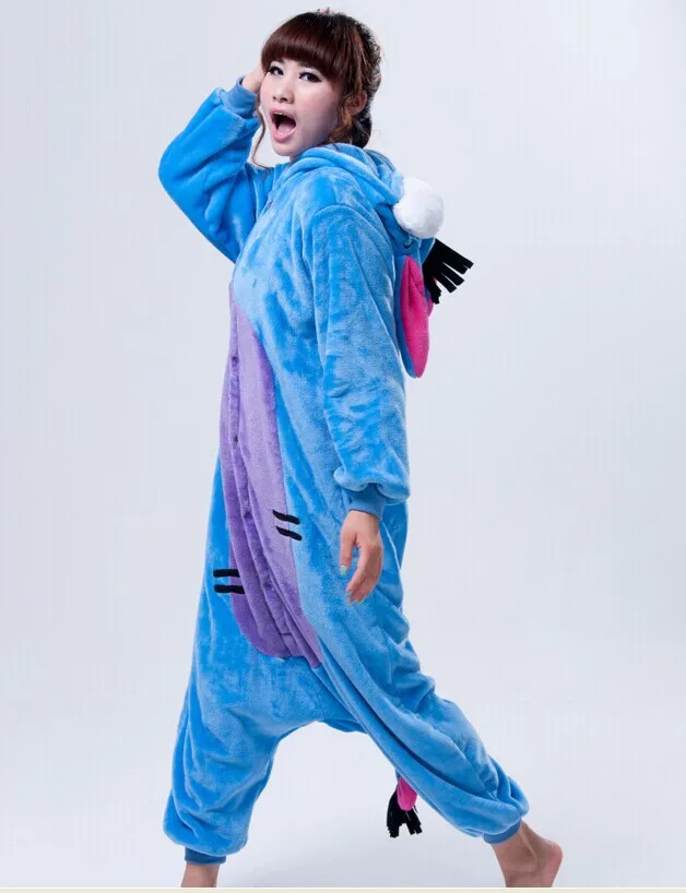 Мужские Дамы Синий Кролик мультфильм взрослых животных Onsie пижамы комбинезоны пижамы C008 S/M/L/XL