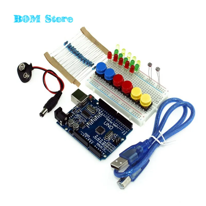 UNO R3 Starter Kit MINI Breadboard LED Jumper Wire button for Arduino free shipping frree shipping top selling high qualiy uno r3 starter kit 1602 lcd dot matrix breadboard led resistor hot selling