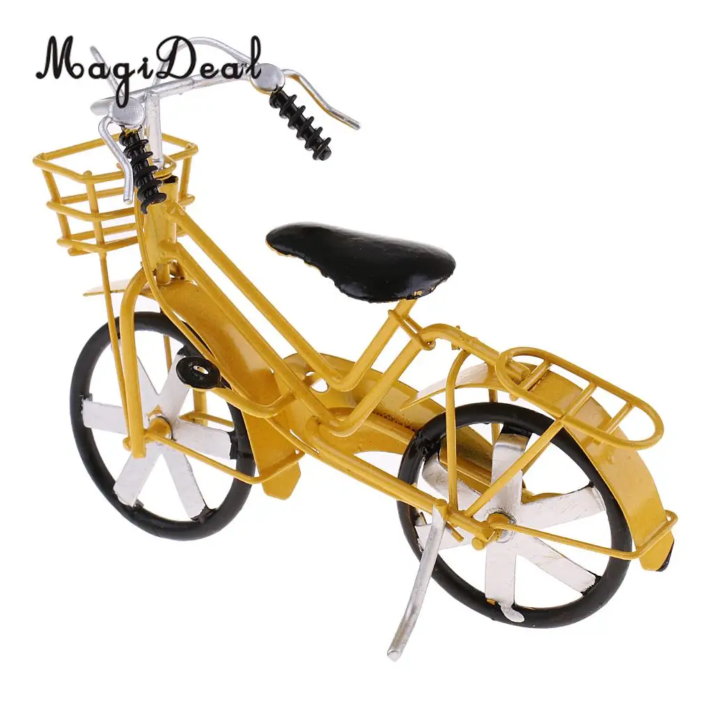2x Simulation Vinatge Tin Metal Bicycle Bike Model Sculpture Toy for Coffee Bar Decorative