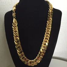 24 k fino ouro finish n28 cubana duplo curb chain sólido pesado masculino campeão presente colar 23.6 polegada 10 mm