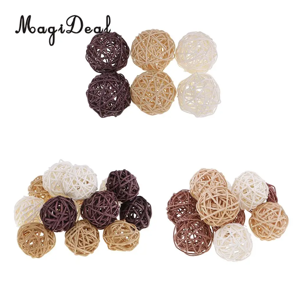 31pcs 3cm/5cm/7cm Mixed Colors Wicker Rattan Ball, Christmas Birthday Home Wedding Party Decorations DIY Ornaments Kids Toys