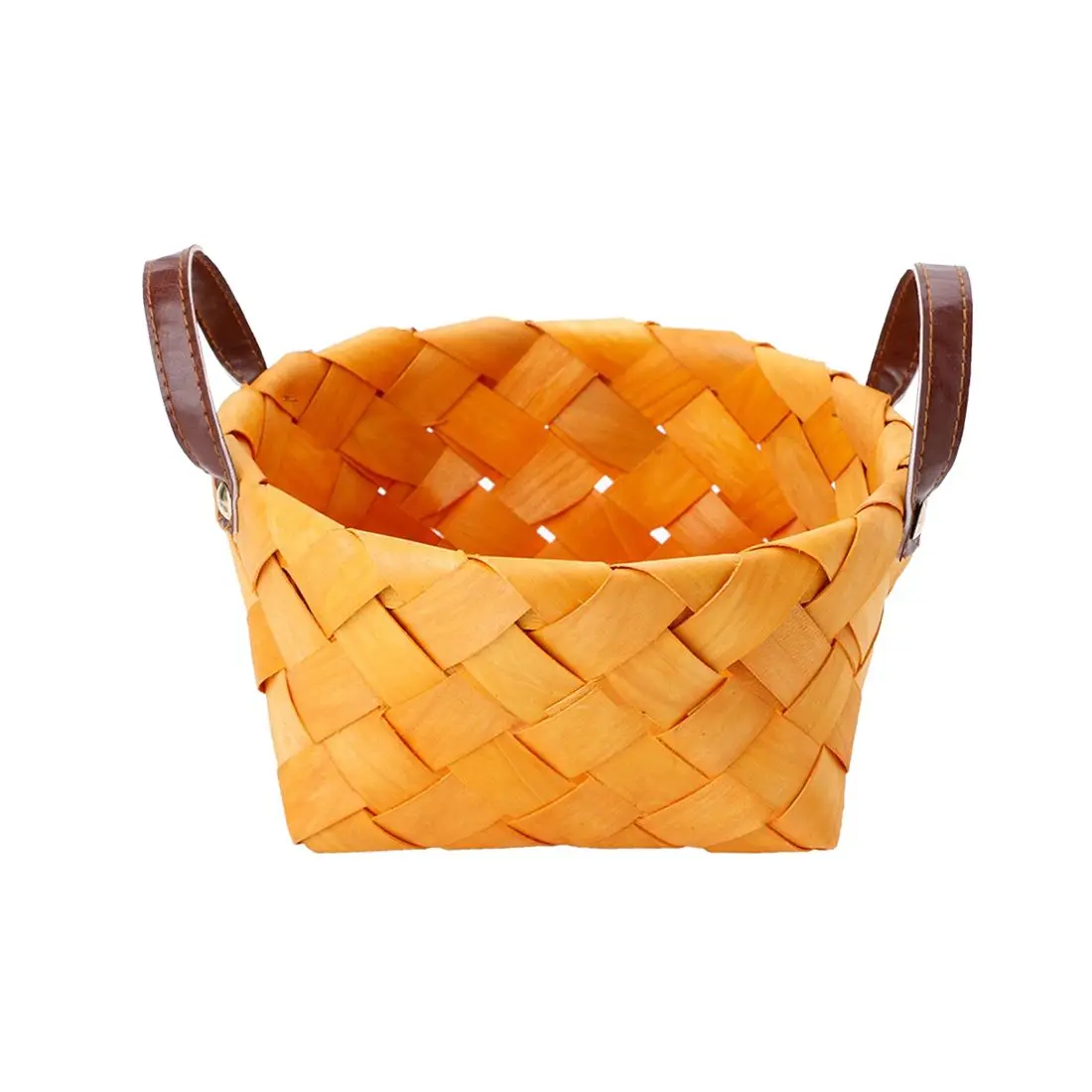 Creative hand woven round hand held fruit basket Bread basket wood basket picnic storage storage