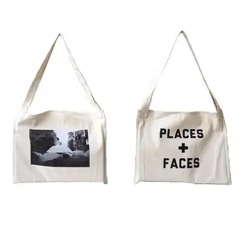 

PLACES+FACES canvas bag Hand bag Backpacks hip-hop streetwear Multifunction shoulder bag Fashion Casual white letter knapsack