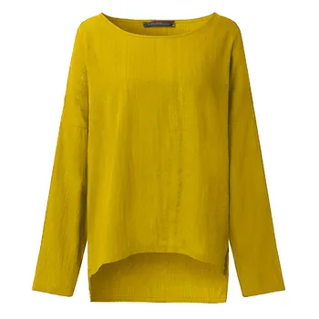 

ZANZEA Casual Women's O Neck Long Sleeve Loose Irregular Blouse 2020 Spring Ladies Solid Baggy Cotton Linen Party Shirts S 5XL