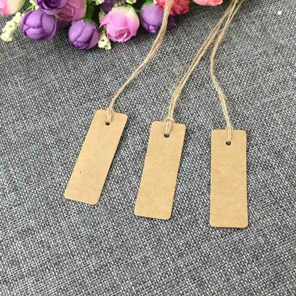 50Tag 50String Коричневый Kraft Бумага бирки с бесплатной пеньковая веревка цена теги тег подарок упаковка ярлыки и этикетки бумажные карточки для коробки всего 100 шт./лот - Цвет: 50Tag 50String