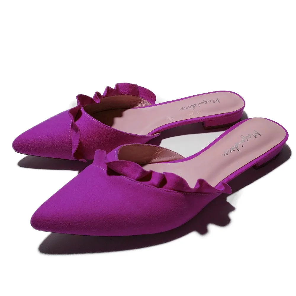 Maguidern Ruffle Trimmed Slides Backless Slippers_15