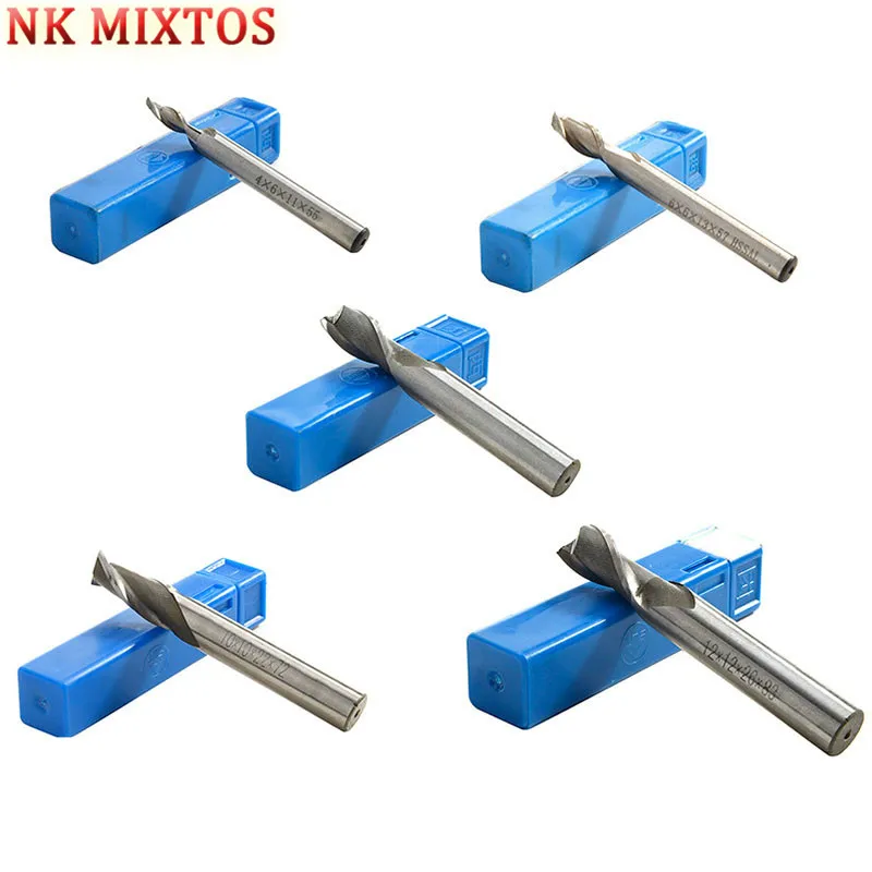 NK MIXTOS 2 флейты HSS-AL спиральные гравировальные биты фрезы, фрезерный станок с ЧПУ по дереву, концевые фрезы, инструменты для резьбы