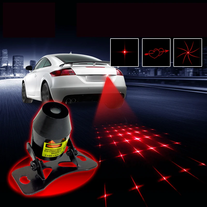 Светодиодный Предупреждение ющий светильник, декоративный светильник s для автомобиля, для предотвращения столкновений, лазерный противотуманный светильник, автостоянка, стоп-сигнал, индикаторы сигнала для мотоцикла