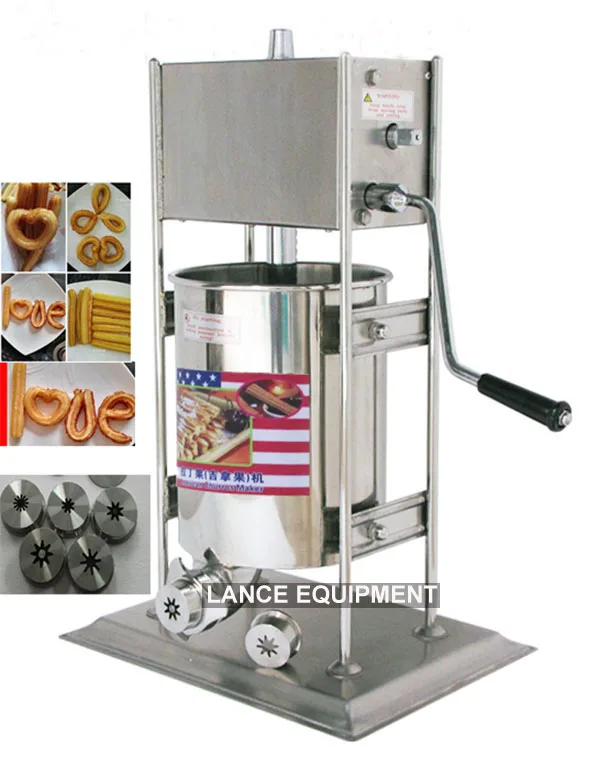 Ethedeal Manual Churro Maker Machine 5L Stainless Steel Heavy Duty Manual 4 Nozzles Latin Fruit Machine for Commerial or Home Cafeterias & Bakeries