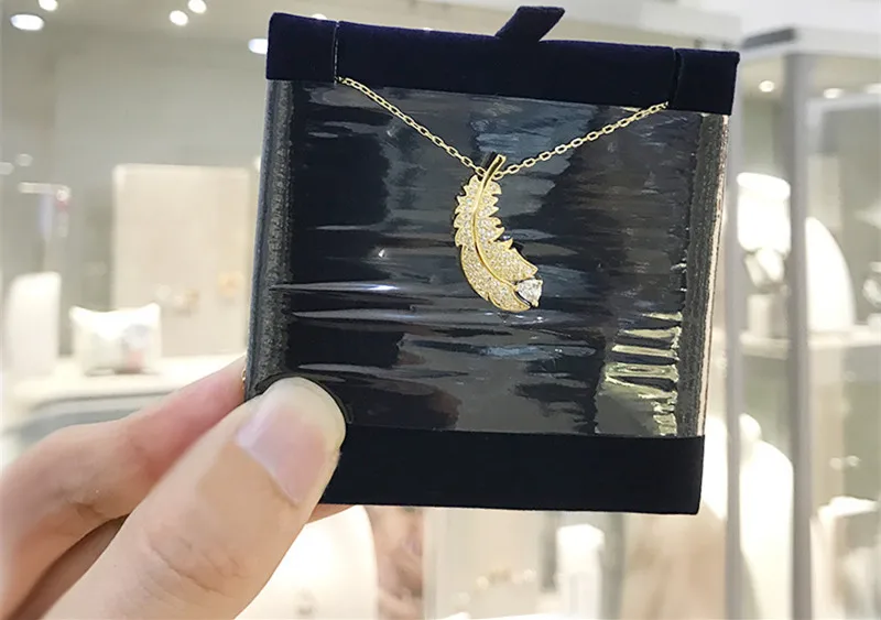 Новое ожерелье с перьями 1:1 Swa женские золотые Цветные Крылья женские модные высококачественные ювелирные изделия подарок
