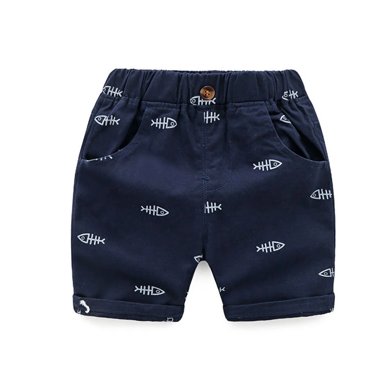 Распродажа детской одежды летние шорты для мальчиков детские модные хлопковые спортивные шорты с принтом летние пляжные свободные шорты для мальчиков - Цвет: navy-fish