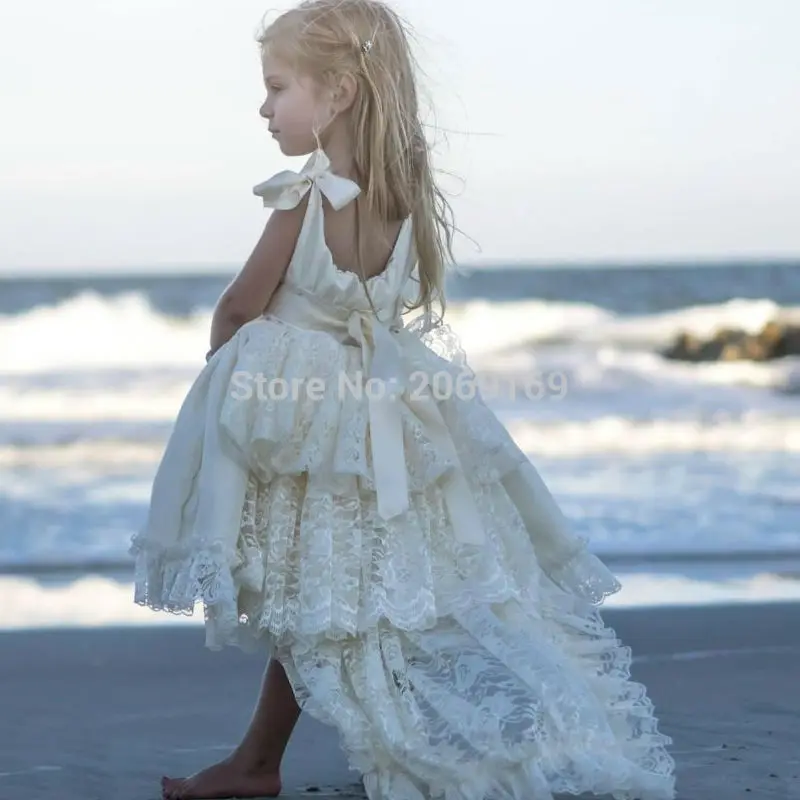 High-Low-Flower-Girls-Dresses-Ivory-For-Wedding-Layers-Lace-Beads-Ribbon-2017-Beach-Spring-Pageant