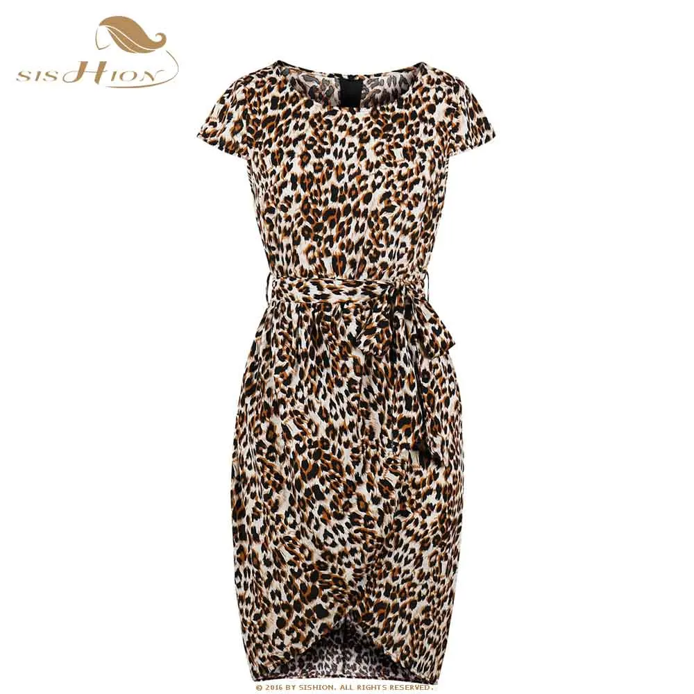 short sleeve leopard print dress