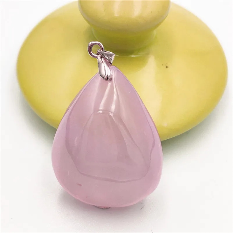 

Natural Mozambique Rose Quartz Necklace Pendant Women Men Anniversary Party New Gift 34x26x17mm Water Drop Stone Crystal Pendant