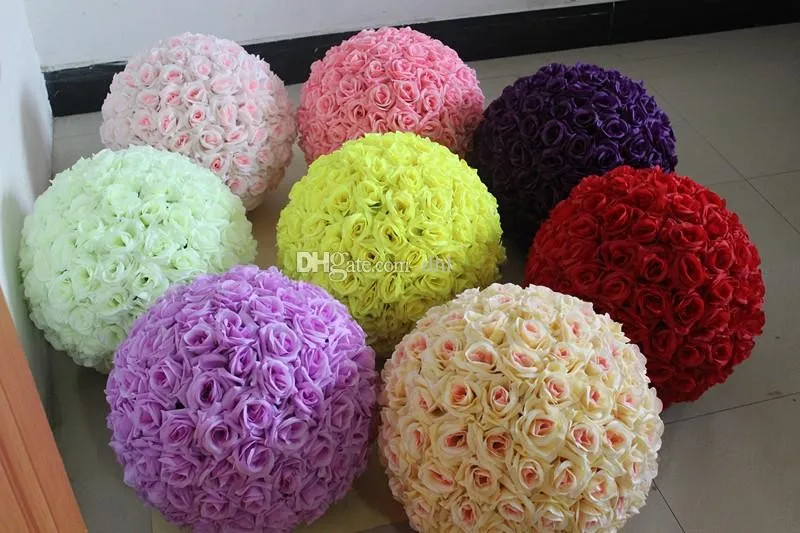 30cm 12inch Elegant Artificial Rose Silk Flower Ball Hanging Kissing