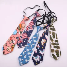 Холст мультяшный галстук женские ленивые предварительно завязанные студенты Резиновая лента шеи галстук дети детские галстуки для мальчиков девочек Тонкий галстук 7 см галстуки