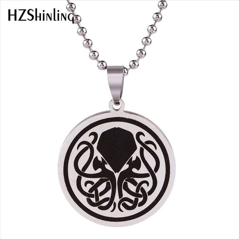

2018 New Stainless Steel Cthulhu Symbol Pendant Necklace Cthulhu Jewelry Steampunk Pendants Silver Ball Chain Gifts Men HZ7