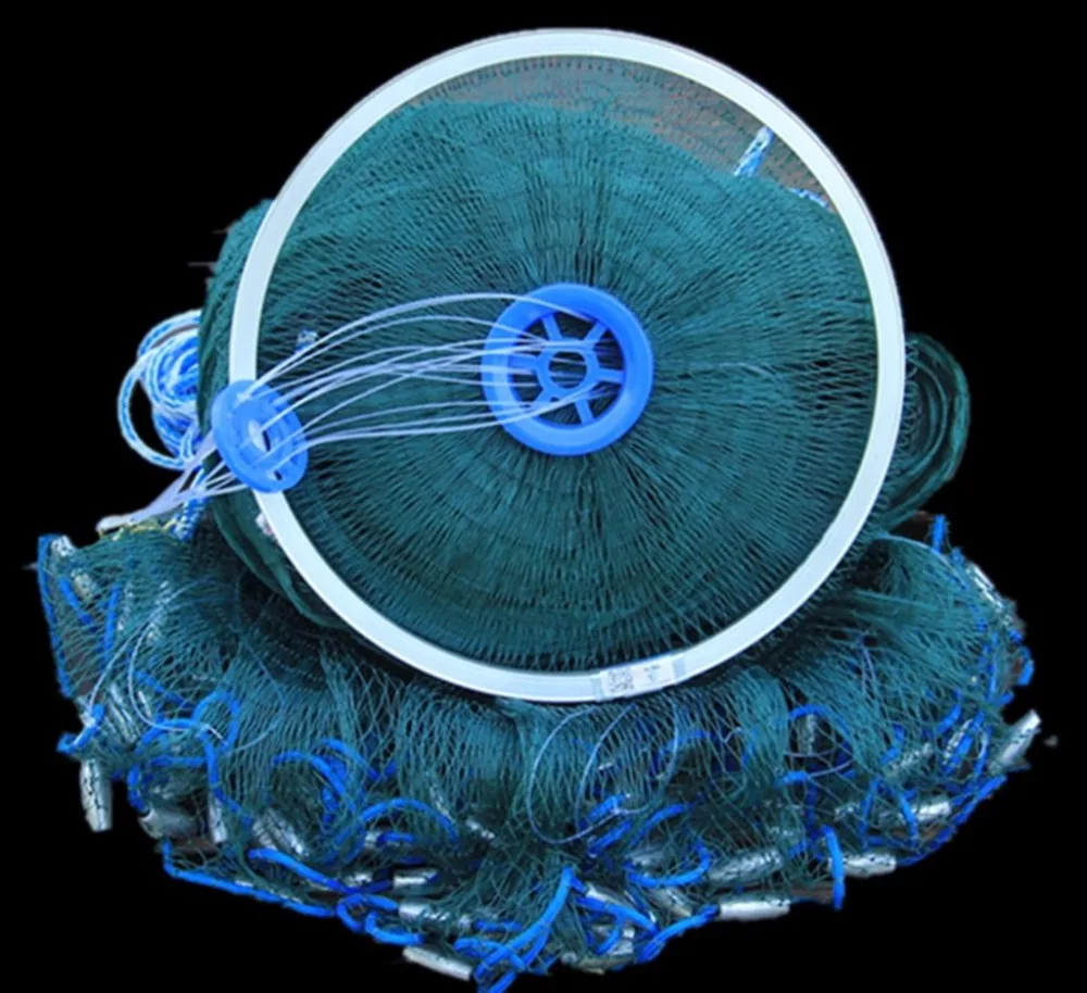 American style easy to throw cast net 2.4 4.2M High strength multifilament line fishing net