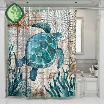 

3D Marine Life Beach Shower Curtain Bathroom Waterproof Polyester Printing Curtains for Bathroom Shower