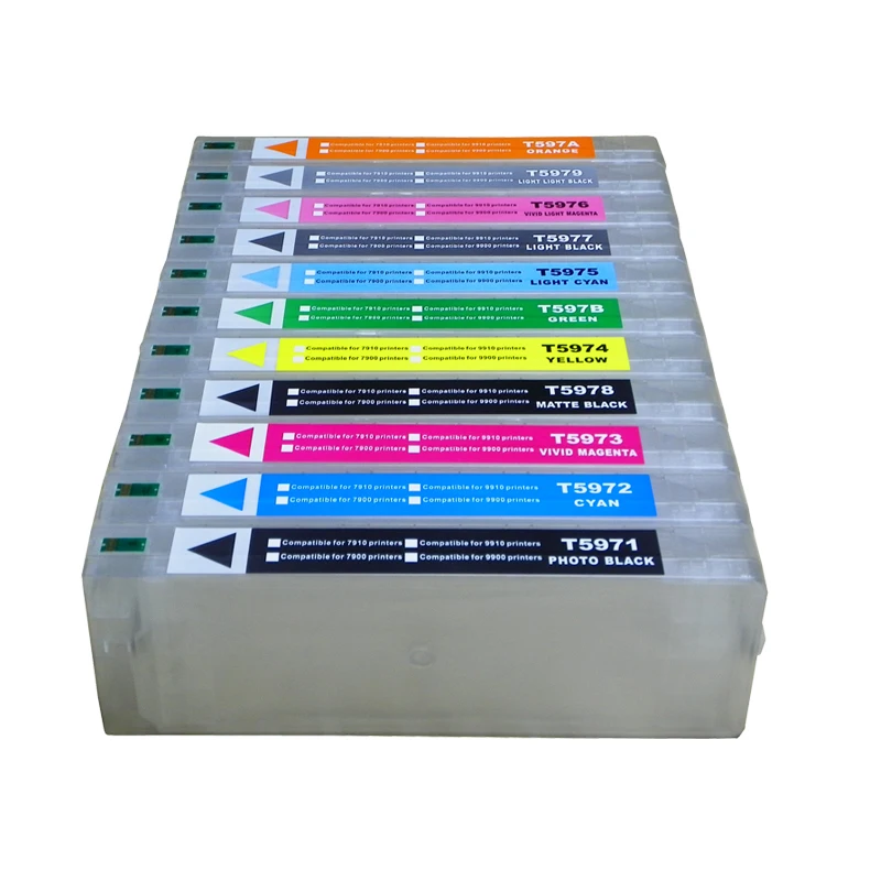 Cheapest ink cartridges empty for Epson 7900 9900 printer with chips and resetter on high quality Cheapest ink cartridges empty for Epson 7900 9900 printer with chips and resetter on high quality