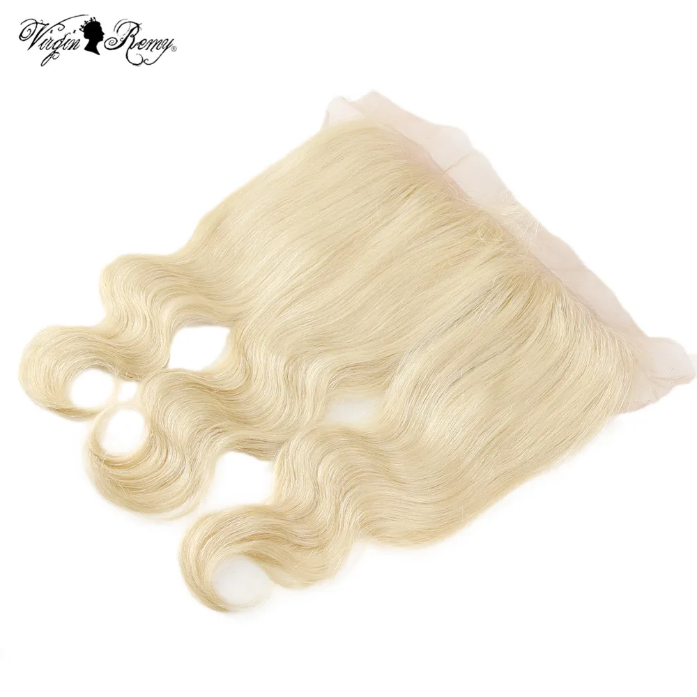Queen Virgin remy hair Lace Frontal Closure 613 блондинка малазийские тела волна человеческие волосы 10-20 дюймов 13*4 уха до уха Кружева Фронтальная