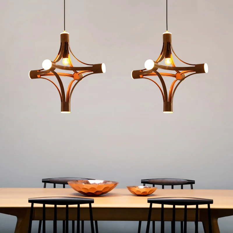 

Imitated Wood Designer Pendant Lamp Dining Room Lights Hanging Lamp Modern Light Fixture for Restaurant Clothing Shop Bar Cafe