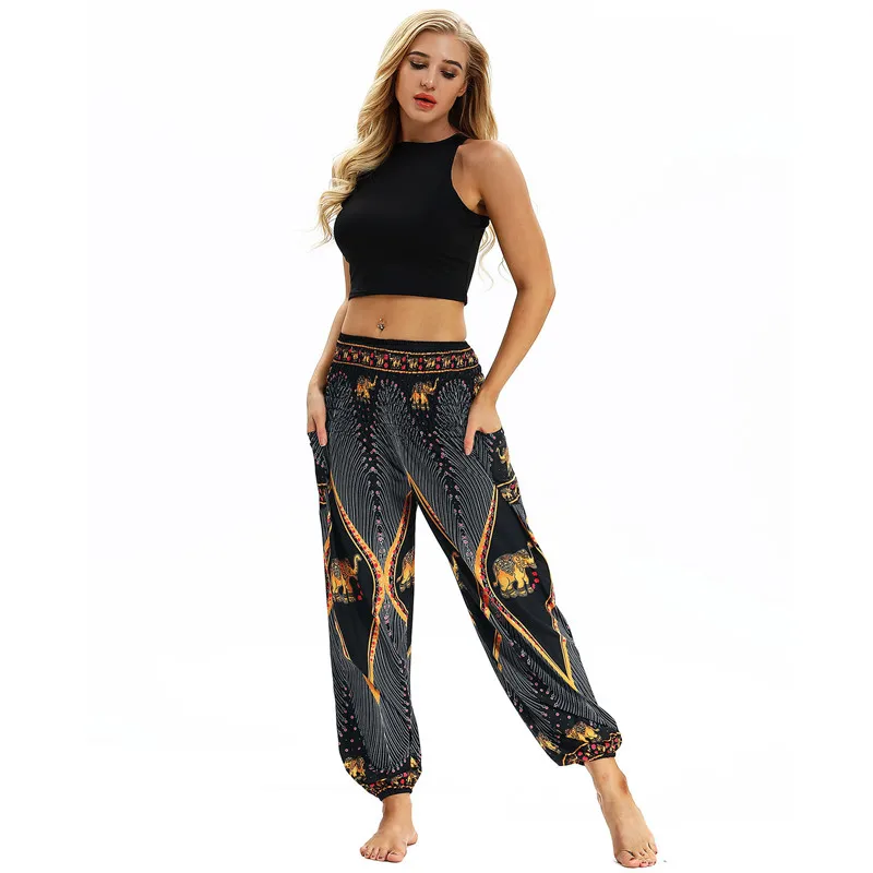 Bohemian Indian Yoga Pants Ethnic Style Wide Leg India Pants Large Crotch Women Belly Dance Mandala Hippie Boho Trousers - Цвет: YCI 027