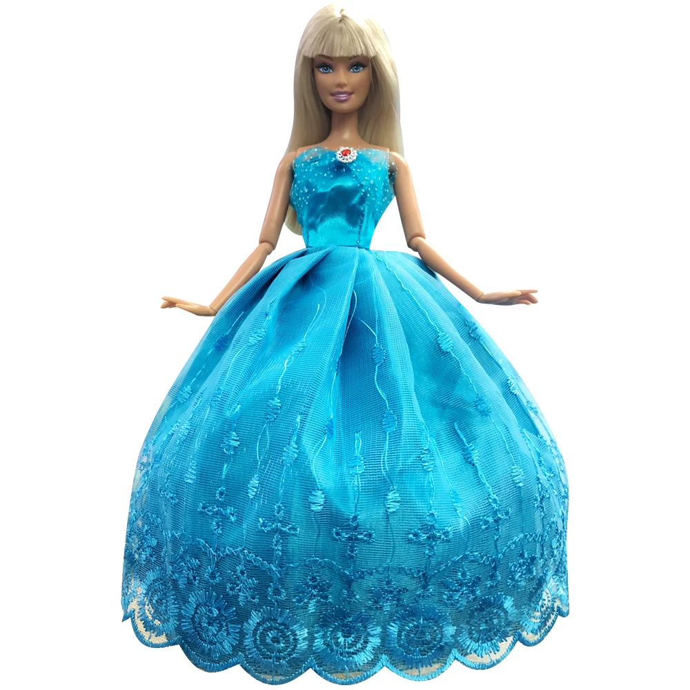 NK One Pcs Doll Princess Wedding Dress Noble Party Gown For Barbie Doll Accessories Handmake Outfit Best Gift For Girl' Doll JJ