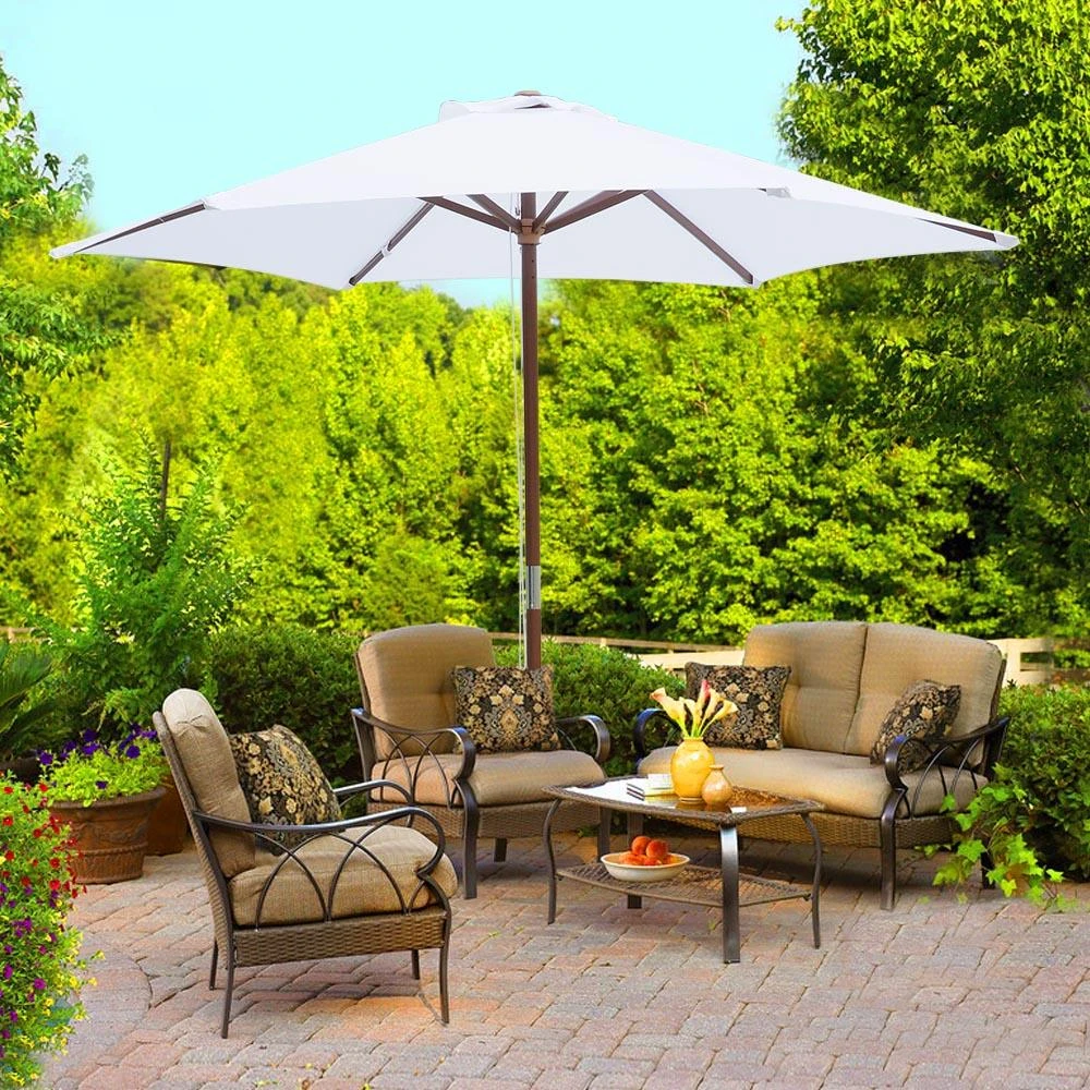 8 White Waterproof Wooden Umbrella A Wood Outdoor Patio Cafe Beach Market Yard Beach Umbrella Blue Umbrella Automatumbrella Aliexpress