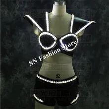 LZ22 White LED Suit LED Lighted Vest Luminous bra women led stage show wears clothing sexy dj singer led dresses costumes pants