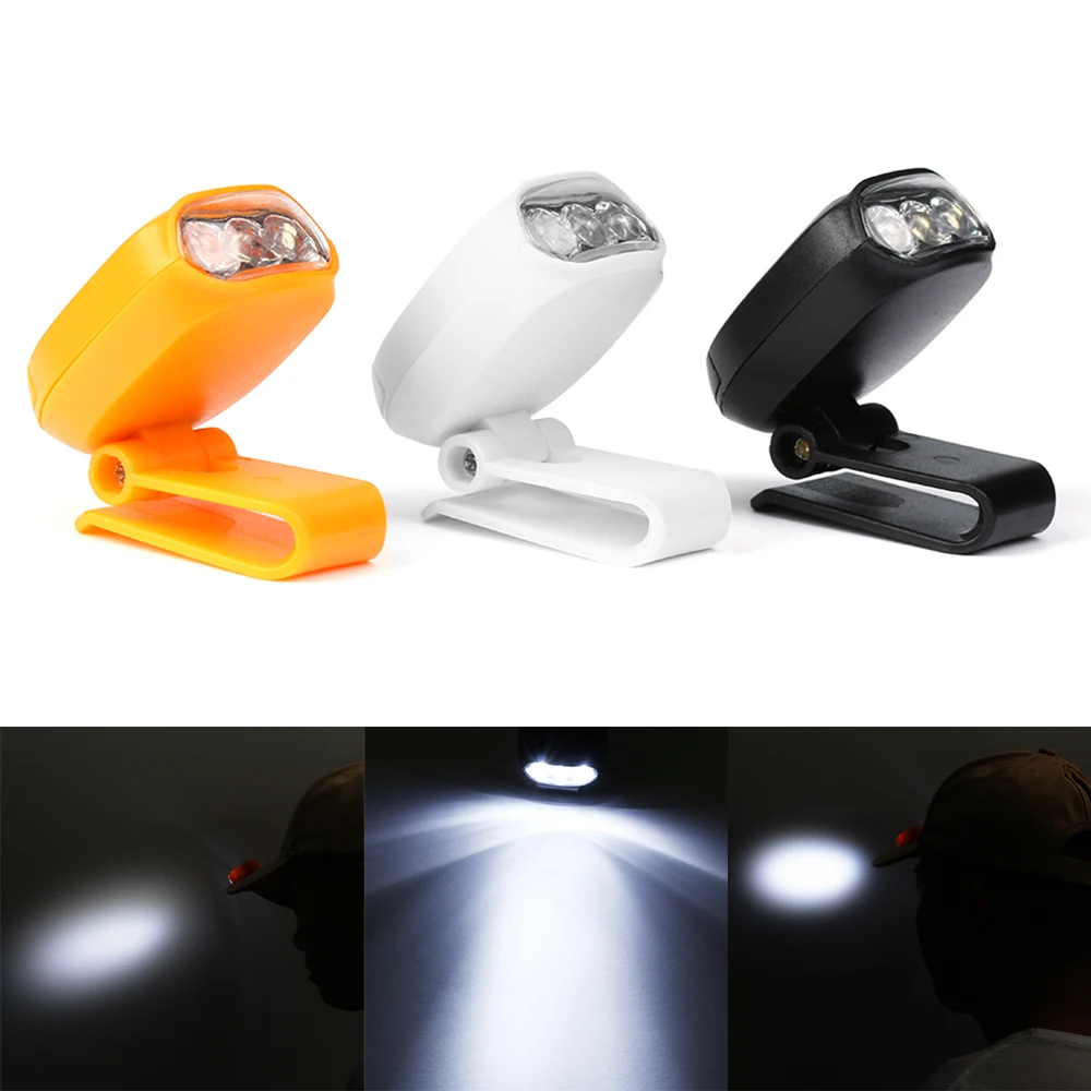 1PC Portable Useful Mini 3 Leds Clip On Cap Hat Head Light Bright Light