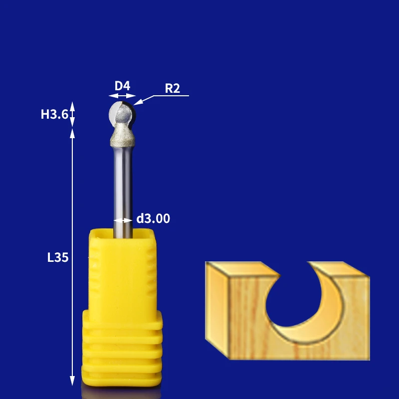 1 шт- ЧПУ твердосплавный деревообрабатывающий фрезерный станок, деревянный шар ножа таблетки, дерево корень гравировки чайный стол фрезерный - Длина режущей кромки: 3mm x 4mm