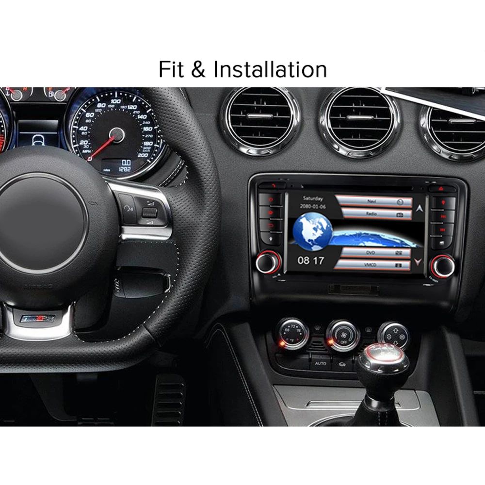 Sale A-Sure 2 Din Car Auto Radio DVD Player GPS Stereo Navigation For Audi TT MK2 2006-2009 3G Bluetooth SWC RDS DAB+ VMCD Multimedia 2